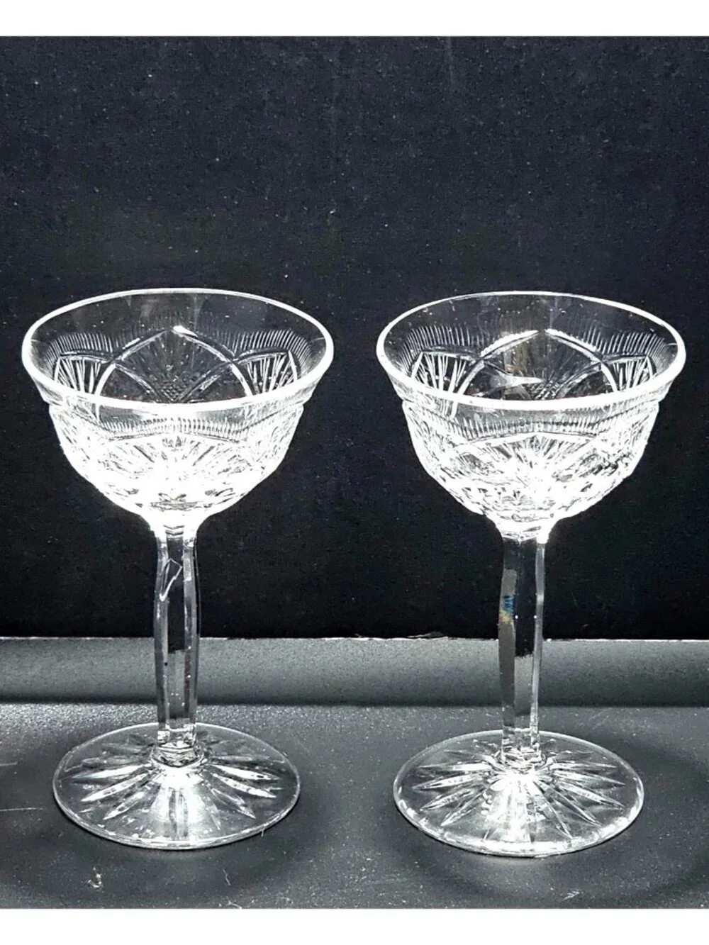 2 Vintage Bohemian Cut Crystal Cordial Glass 2oz Liqueur Stemware Elegant Barwar